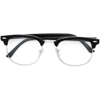 Skeleteen Clear Lens Costume Glasses - Non Prescription Horn Rimmed Fake Club Eyeglasses for Adults and Children Black Image 3