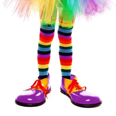 Skeleteen Colorful Rainbow Striped Socks - Over The Knee Clown Striped Costume Accessories Thigh High Stockings for Men, Women and Kids Image 2