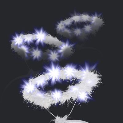 Skeleteen Light Up Angel Halo - White Feather Fluffy LED Halo Headband Accessories for Angel Costumes for Adults and Kids Image 1