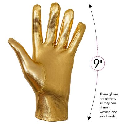 Skeleteen Metallic Gold Costume Gloves - Shiny Gold Princess Evening Stretch Dress Glove Set for Men, Women and Kids Image 1