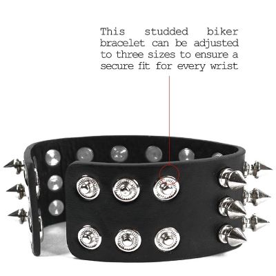 Skeleteen Punk Leather Spike Bracelet - Leather Cuff Biker Bracelet with Spikes for Men, Women and Kids Image 1