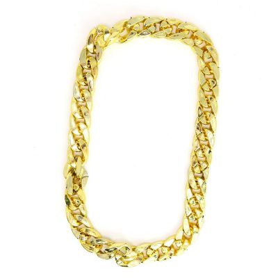 Skeleteen Rapper Gold Chain Accessory - 90s Hip Hop Fake Gold Costume Necklace - 1 Piece Image 1