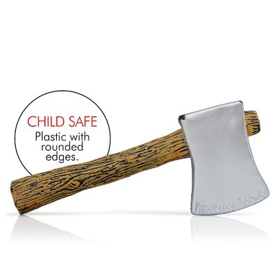 Skeleteen Realistic Hatchet Axe Toy - Wood Look Lumberjack Props Costume Accessories with Fake Tin Blade Image 2