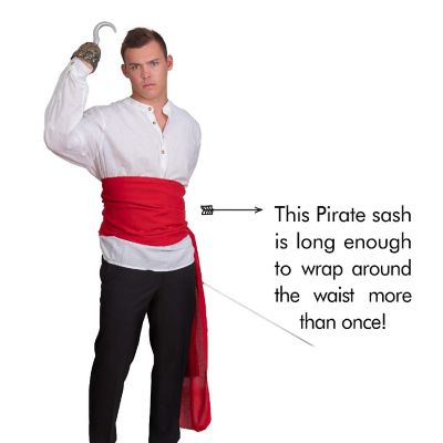 Skeleteen Red Pirate Sash Belt - Red Medieval Renaissance Pirates Tie Bandana Waist Scarf for Men Women and Children Image 3