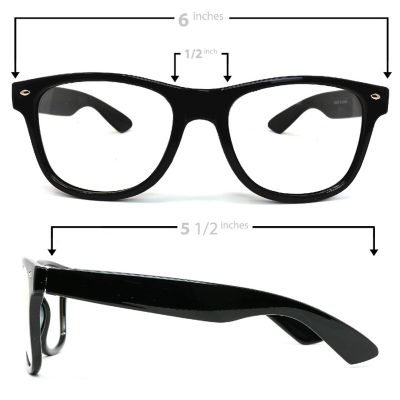 Skeleteen Retro Nerd Costume Glasses - Oversized Black Hipster Eyeglasses with Clear Lenses - 1 Pair Image 1