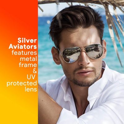 Skeleteen Silver Mirrored Aviator Sunglasses - UV 400 Protection Image 2