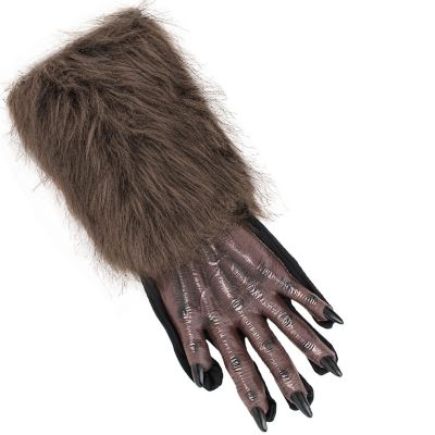 Skeleteen Werewolf Hand Costume Gloves - Brown Hairy Wolf Claw Hands Paws Monster Costume Accessories for Kids and Adults Image 2