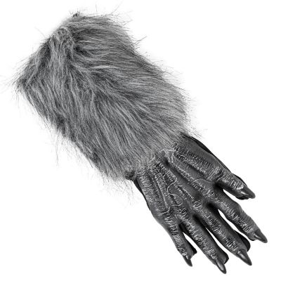 Skeleteen Werewolf Hand Costume Gloves - Grey Hairy Wolf Claw Hands Paws Monster Costume Accessories for Kids and Adults Image 2