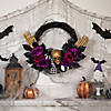 Skull with Hands and Purple Roses Halloween Twig Wreath  22-Inch  Unlit Image 1