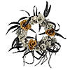 Skulls with Orange and Gray Roses Halloween Wreath  14-Inch  Unlit Image 1