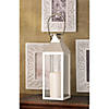 Sleek White Metal Manhattan Candle Lantern With Metal Handle 15" Tall Image 1