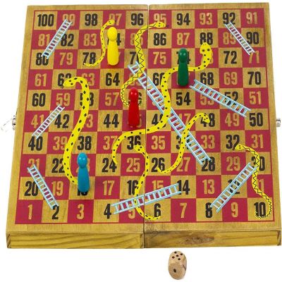 Snakes and Ladders  Classic Wooden Family Board Game Image 1