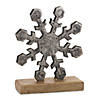 Snowflake On Stand (Set Of 6) 5.75"H, 7.75"H Aluminum/Wood Image 1