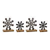 Snowflake On Stand (Set Of 6) 5.75"H, 7.75"H Aluminum/Wood Image 3