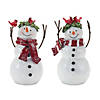 Snowman Figurine With Cardinal Accents (Set Of 2) 7"H Resin Image 1