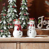 Snowman Figurine With Cardinal Accents (Set Of 2) 7"H Resin Image 3