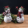 Snowman Figurine With Cardinal Accents (Set Of 2) 7"H Resin Image 4