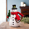 Snowman Figurine With Pine Tree 9"H Foam/Polyester Image 1