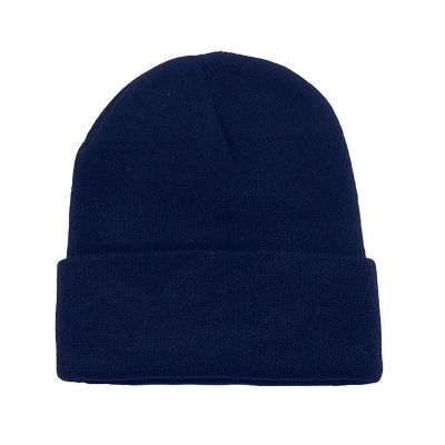 Solid Long Cuffed Beanie Skullies for Men and Women (Navy Blue) Image 1
