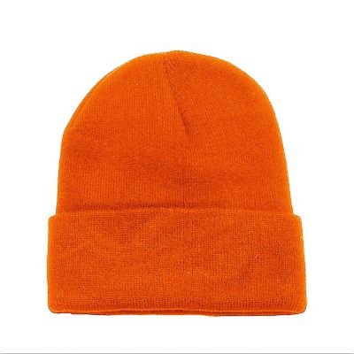 Solid Long Cuffed Beanie Skullies for Men and Women (Orange) Image 1