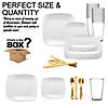 Solid White Flat Rounded Square Disposable Plastic Dinnerware Value Set (20 Settings) Image 3