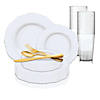 Solid White Round Blossom Disposable Plastic Dinnerware Value Set (20 Settings) Image 1