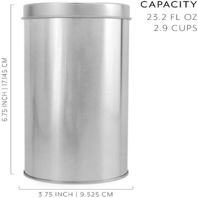 Solstice Double Seal Tea Canisters (4-Pack, Large); Round Metal Containers with Interior Seal Lid Image 2