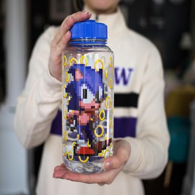 Sonic The Hedgehog Gold Rings Plastic Water Bottle  Holds 32 Ounces Image 2