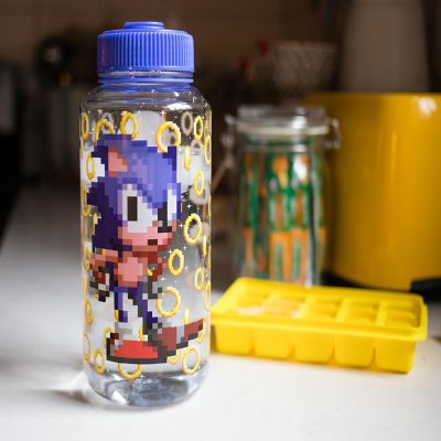 Sonic The Hedgehog Gold Rings Plastic Water Bottle  Holds 32 Ounces Image 3