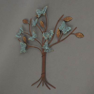 Special T Imports 15 Inch Metal Rust Butterfly Tree Wall Sculpture Home Decor Hanging Art Statue Image 1