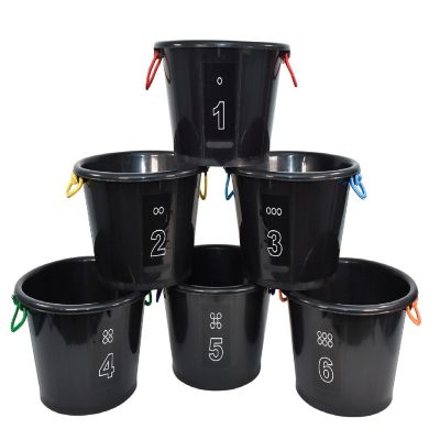 Sportime Drum-N-Store Buckets, 18 x 12 Inches, Black, Set of 6 Image 1