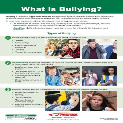 Sportime Stop Bullying! Bulletin Board Charts, Set of 8, Grades 5 to 12 Image 1