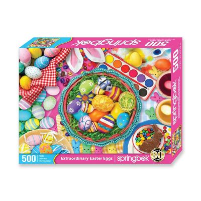 Springbok's 500 Piece Jigsaw Puzzle Extraordinary Easter Eggs - Made in USA Image 1