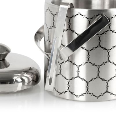 Stainless Steel Ice Bucket With Ice Molecule Pattern  Includes Set Of Ice Tongs Image 2