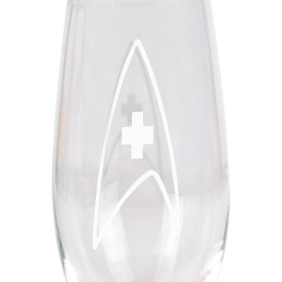 Star Trek Stemless Wine Glass Decorative Etched Medical Emblem  Holds 20 Ounces Image 1