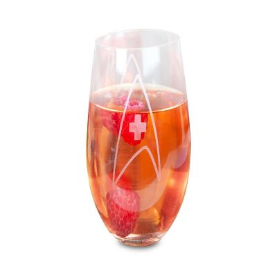 Star Trek Stemless Wine Glass Decorative Etched Medical Emblem  Holds 20 Ounces Image 3
