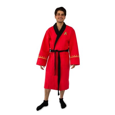 Star Trek: The Original Series Waffle-Weave Cotton Adult Robe  Red Operations Image 1