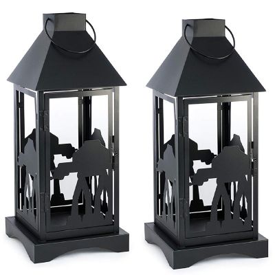 Star Wars Black Stamped Lantern  Imperial AT-AT  14 Inches  Set of 2 Image 1