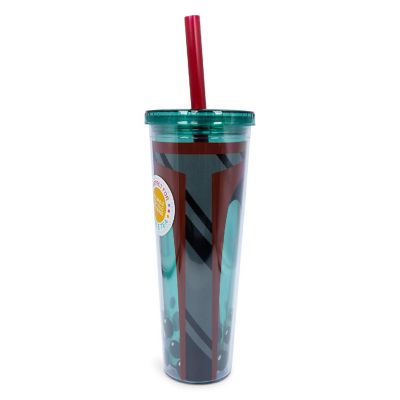 Star Wars Boba Fett Plastic Carnival Cup with Lid and Straw  24 Ounces Image 1