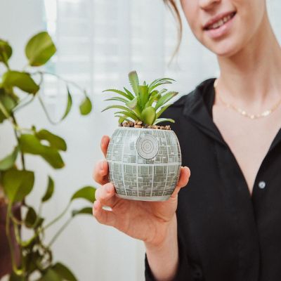 Star Wars Death Star 3-Inch Ceramic Mini Planter With Artificial Succulent Image 2