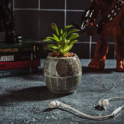 Star Wars Death Star 3-Inch Ceramic Mini Planter With Artificial Succulent Image 3
