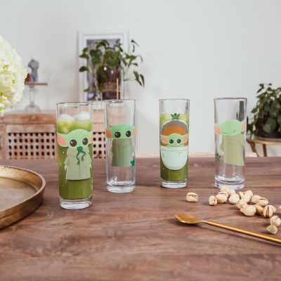 Star Wars: The Mandalorian Grogu With Frog 10-Ounce Tumbler Glasses  Set of 4 Image 2