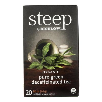 Steep By Bigelow Organic Green Tea - Pure Green Decaf - Case of 6 - 20 BAGS Image 1
