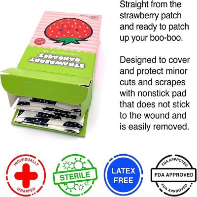 Strawberry Bandages  Set of 18 Individually Wrapped Self Adhesive Bandages Image 2