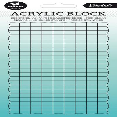 Studio Light SL Acrylic Stamp Block For Clear And Cling Stamps With Grid Essentials 220x90x8mm nr01 Image 1
