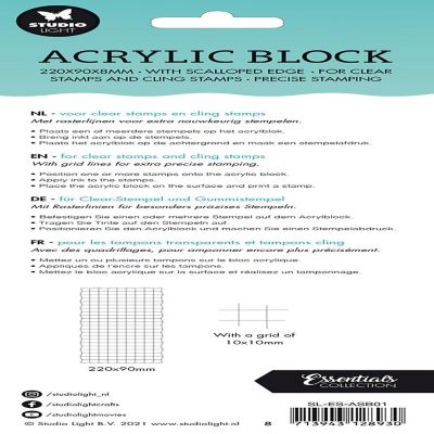 Studio Light SL Acrylic Stamp Block For Clear And Cling Stamps With Grid Essentials 220x90x8mm nr01 Image 2