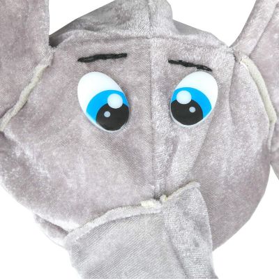 Stuffed Elephant Costume Hat - Plush Animal Funny Costume Accessories Hat - 1 Piece Grey Image 3