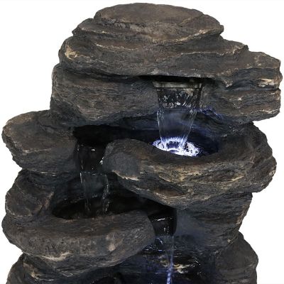 Sunnydaze 24"H Electric Polystone Rock Falls Waterfall Outdoor Water Fountain with LED Lights Image 2