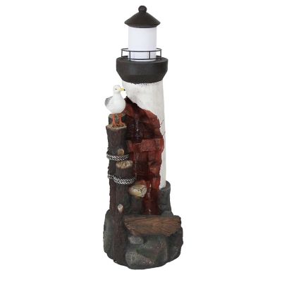 Sunnydaze 36"H Electric Polyresin Gull's Cove Lighthouse Outdoor Water Fountain with LED Light Image 1