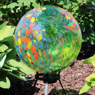 Sunnydaze Indoor/Outdoor Artistic Gazing Globe Glass Garden Ball for Lawn, Patio or Indoors - 10" Diameter - Green Image 1